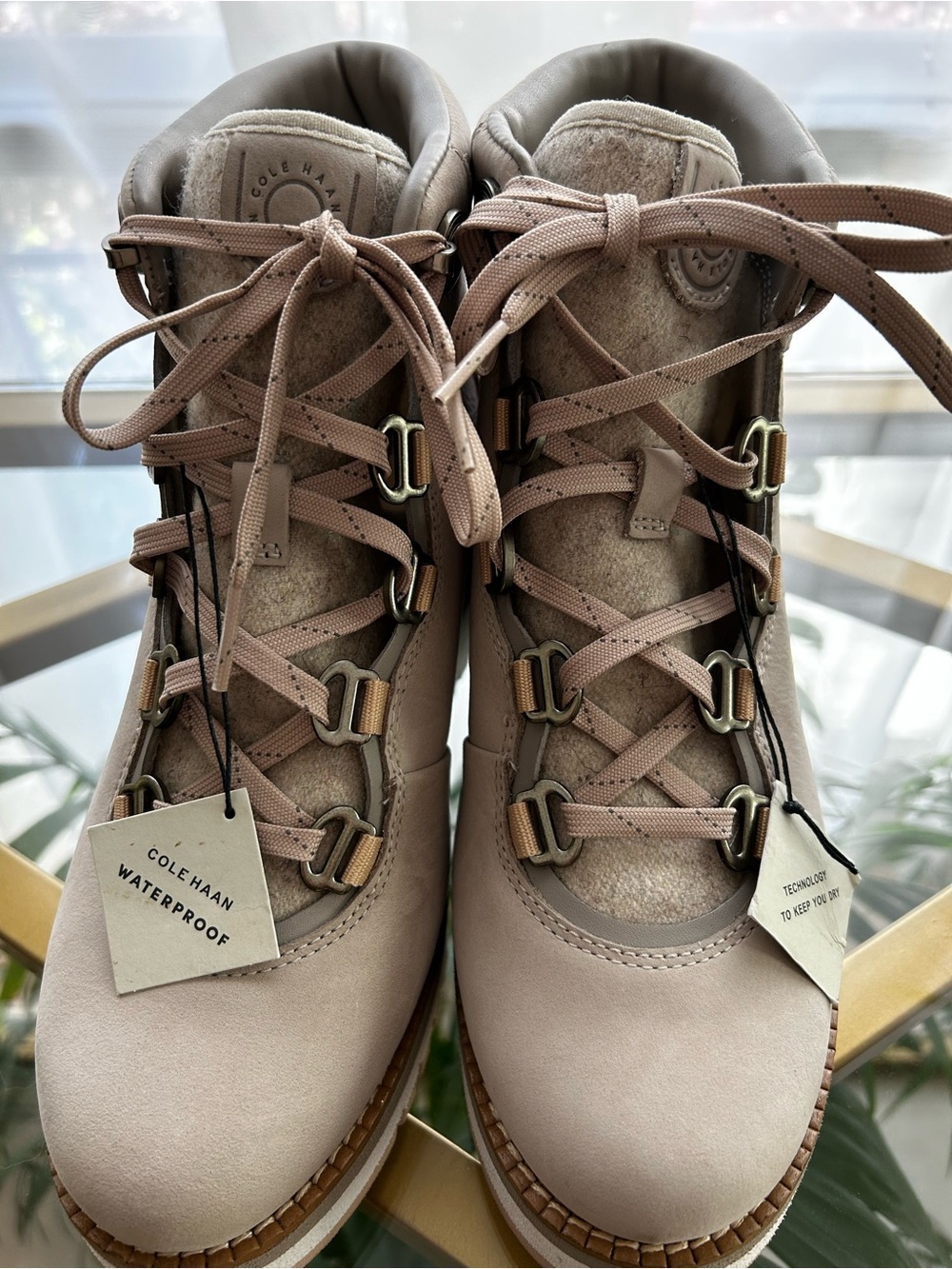 Cole Haan Women's Lace-Up Waterproof Boots in Blush Taupe